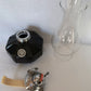 Vintage Lamplight Farms Oil Kerosene Table Lamp Black Glass Base Made in Austria Clear Glass Chimney Chrome Burner Rustic Décor-NOS