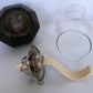 Vintage Lamplight Farms Oil Kerosene Table Lamp Black Glass Base Made in Austria Clear Glass Chimney Chrome Burner Rustic Décor-NOS