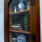 Vintage Oriental Shadow Box Miniatures Blue Willow Design White Porcelain Ceramic Books Juniper Spiral Topiary 3 Tier Wood Box Fake Door w/Glass