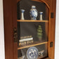 Vintage Oriental Shadow Box Miniatures Blue Willow Design White Porcelain Ceramic Books Juniper Spiral Topiary 3 Tier Wood Box Fake Door w/Glass