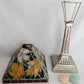 Vintage Tea Light Candle Holder Silver Metal Column Tiffany Style Floral Orange Green White Red Style-Stained Shade-NOS
