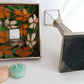 Vintage Tea Light Candle Holder Silver Metal Column Tiffany Style Floral Orange Green White Red Style-Stained Shade-NOS