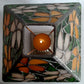 Vintage Tea Light Candle Holder Silver Metal Column Tiffany Style Floral Orange Green White Red Style-Stained Shade-NOS
