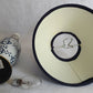 Vintage Small Ceramic Lamp Blue and White Glaze Finish Navy Blue Fabric Lampshade Nightlight In line Switch