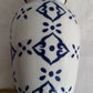 Vintage Small Ceramic Lamp Blue and White Glaze Finish Navy Blue Fabric Lampshade Nightlight In line Switch