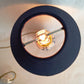 Vintage Small Ceramic Lamp Blue and White Glaze Finish Navy Blue Fabric Lampshade Nightlight In line Switch