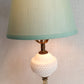 Mid Century Milk Glass Beaded Hobnail Tear Drops Design Table Lamp Desk Boudoir Bedroom Vanity w/Harp + Finial 18" Tall Retro Lighting