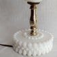 Mid Century Milk Glass Beaded Hobnail Tear Drops Design Table Lamp Desk Boudoir Bedroom Vanity w/Harp + Finial 18" Tall Retro Lighting