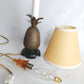 Vintage Small Solid Brass Pineapple Candlestick Lamp Hard Rubber Base Lampshade Bulb In Line Switch Nightlight Bedroom Living Room- Taiwan