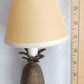 Vintage Small Solid Brass Pineapple Candlestick Lamp Hard Rubber Base Lampshade Bulb In Line Switch Nightlight Bedroom Living Room- Taiwan