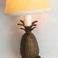 Vintage Small Solid Brass Pineapple Candlestick Lamp Hard Rubber Base Lampshade Bulb In Line Switch Nightlight Bedroom Living Room- Taiwan
