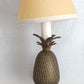 Vintage Small Solid Brass Pineapple Candlestick Lamp Hard Rubber Base Lampshade Bulb In Line Switch Nightlight Bedroom Living Room- Taiwan