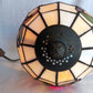 Vintage Table Lamp Bronze Metal Cast Column LEAD FREE Tiffany Style Slag-Stained Glass Multicolor Fruits Themed Shade In Line Switch 13” Tall