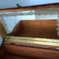 Vintage Carved Floral Cedar Wood Box Jewelry Keepsake Trinket Stash Box Medallion Decoupage Cottage Country Scene Mirror Footed Hinged