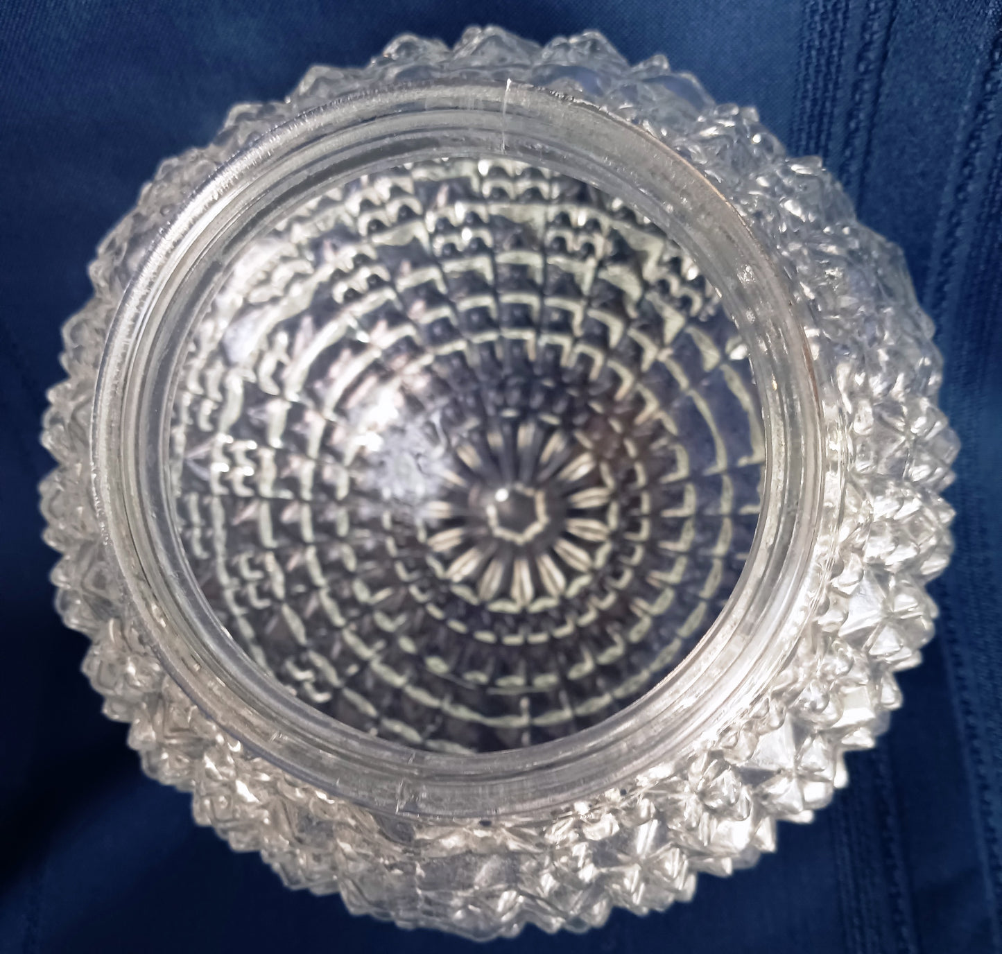 Vintage Clear Pressed Glass Small Globe Diamond Square Point Cut Knobby Design Ceiling Wall Porch Light Fixture Lampshade 3.25 inches Fitter-NOS