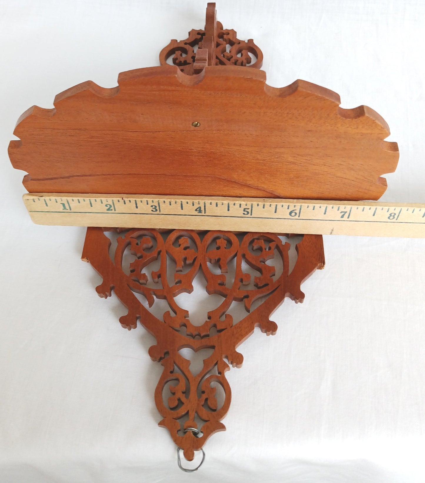 Vintage Victorian Fretwork Cherry Wood Carved Wooden Wall Shelf Scroll Saw Art Small Items Display