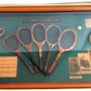 Framed Artwork The History of Tennis Racket 3D Wall Hanging Shadow Box Display Miniature Trophy Rackets Ball Informational Plaques-NIB
