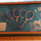Framed Artwork The History of Tennis Racket 3D Wall Hanging Shadow Box Display Miniature Trophy Rackets Ball Informational Plaques-NIB