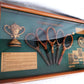 Framed Artwork The History of Tennis Racket 3D Wall Hanging Shadow Box Display Miniature Trophy Rackets Ball Informational Plaques-NIB
