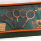 Framed Artwork The History of Tennis Racket 3D Wall Hanging Shadow Box Display Miniature Trophy Rackets Ball Informational Plaques-NIB