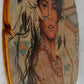 Vintage Large Oval Lacquered Wood Slab Plaque Young Woman Native American Indian Wall Hanging Portrait Wood Art Southwestern Decor 19” Tall