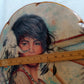 Vintage Large Oval Lacquered Wood Slab Plaque Young Woman Native American Indian Wall Hanging Portrait Wood Art Southwestern Decor 19” Tall