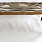 Vintage Antique Rectangle Pierced Top Brass Tea Pot Plant Stand Lion Motif 4 Legs Ball Claw Feet Accent Fireside Rack Mini Table