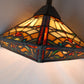 Vintage Mini Pendant Kichler K-65129 Tiffany Style-Stained Glass Slag Lampshade Canopy Retro Ceiling Hanging Lamp Fixture 26” Tall