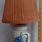 Vintage MC Modern Porcelain Table Lamp Asian Inspired Floral Design Ginger Jar Urn Shaped Wooden Base Fabric Lampshade Bedside Desk Lamp