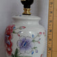Vintage MC Modern Porcelain Table Lamp Asian Inspired Floral Design Ginger Jar Urn Shaped Wooden Base Fabric Lampshade Bedside Desk Lamp