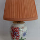 Vintage MC Modern Porcelain Table Lamp Asian Inspired Floral Design Ginger Jar Urn Shaped Wooden Base Fabric Lampshade Bedside Desk Lamp
