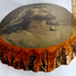 Vintage Sallman’s Head of Christ Lithography in Oval Lacquered Wood Slice Slab Wall Art Christian Religious Gift Divine Inspiration Plaque
