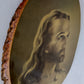 Vintage Sallman’s Head of Christ Lithography in Oval Lacquered Wood Slice Slab Wall Art Christian Religious Gift Divine Inspiration Plaque