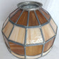 VTG Handcrafted Lampshade Tiffany Style Leaded Slag Glass Ivory Amber Dome Shape Replacement Shade Ceiling Lamp Pendant 10" Across