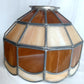 VTG Handcrafted Lampshade Tiffany Style Leaded Slag Glass Ivory Amber Dome Shape Replacement Shade Ceiling Lamp Pendant 10" Across