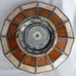 VTG Handcrafted Lampshade Tiffany Style Leaded Slag Glass Ivory Amber Dome Shape Replacement Shade Ceiling Lamp Pendant 10" Across