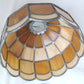 VTG Handcrafted Lampshade Tiffany Style Leaded Slag Glass Ivory Amber Dome Shape Replacement Shade Ceiling Lamp Pendant 10" Across