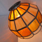 VTG Handcrafted Lampshade Tiffany Style Leaded Slag Glass Ivory Amber Dome Shape Replacement Shade Ceiling Lamp Pendant 10" Across