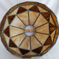 Vintage Large Swag Pendant Large Heavy Replacement Lampshade Tiffany Style Amber Brown Ivory Stained Glass Slag Leaded Framed 15.5” D