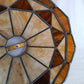 Vintage Large Swag Pendant Large Heavy Replacement Lampshade Tiffany Style Amber Brown Ivory Stained Glass Slag Leaded Framed 15.5” D