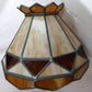 Vintage Large Swag Pendant Large Heavy Replacement Lampshade Tiffany Style Amber Brown Ivory Stained Glass Slag Leaded Framed 15.5” D