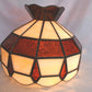 Vintage Handcrafted Tiffany Style Replacement Lampshade Swag Pendant Amber Ivory-Stained Glass Slag Brass Framed Art Glass 12” D-Mexico