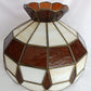Vintage Handcrafted Tiffany Style Replacement Lampshade Swag Pendant Amber Ivory-Stained Glass Slag Brass Framed Art Glass 12” D-Mexico