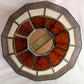 Vintage Handcrafted Tiffany Style Replacement Lampshade Swag Pendant Amber Ivory-Stained Glass Slag Brass Framed Art Glass 12” D-Mexico
