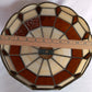 Vintage Handcrafted Tiffany Style Replacement Lampshade Swag Pendant Amber Ivory-Stained Glass Slag Brass Framed Art Glass 12” D-Mexico
