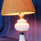 Vintage Heavy White Milk Glass Table Lamp Desk Bedroom Accent Lamp 10 1/2" Tall