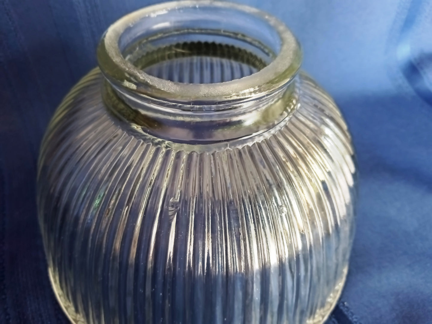 Vintage Heavy Clear Glass Light Shade Holophane Style Ribbed Small Diffuser Ceiling Fan Dome Shape Replacement Globe Cover Light 3.25" Fitter