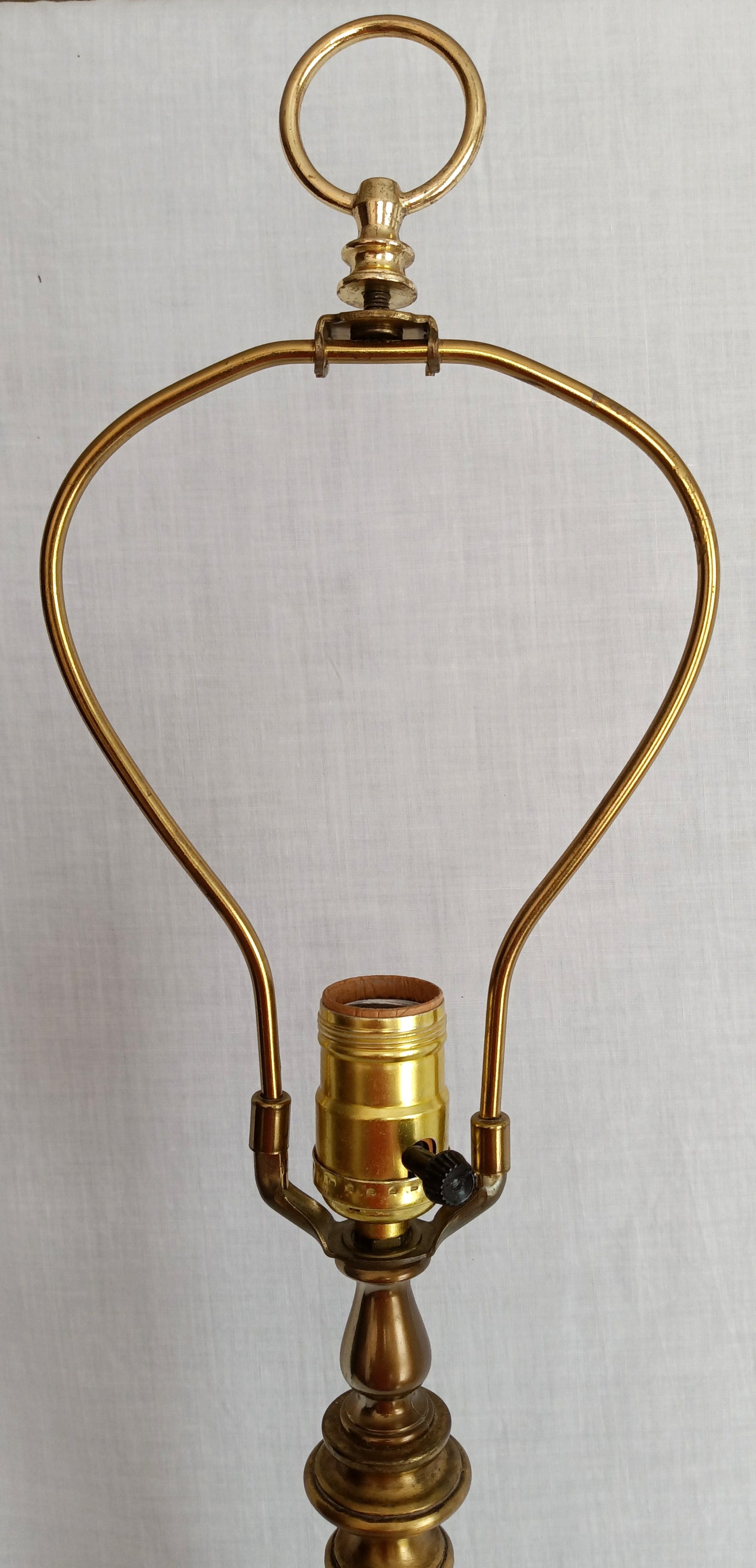 Vintage Chinoiserie Style Column Table Lamp Birds Flowers Daher Tin Solid Brass 3 Way Harp Finial 30” Tall