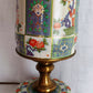 Vintage Chinoiserie Style Column Table Lamp Birds Flowers Daher Tin Solid Brass 3 Way Harp Finial 30” Tall