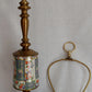 Vintage Chinoiserie Style Column Table Lamp Birds Flowers Daher Tin Solid Brass 3 Way Harp Finial 30” Tall